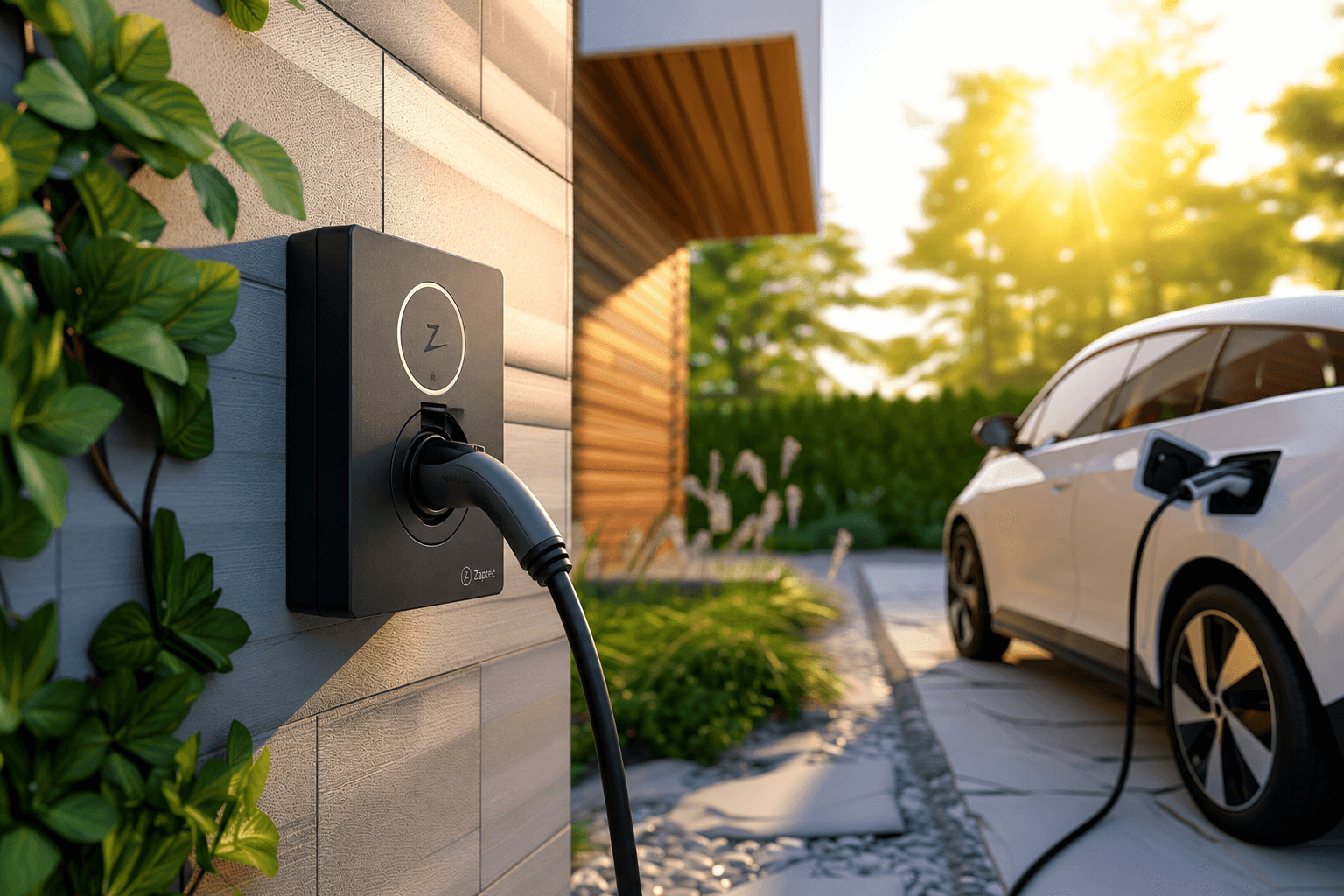 Zaptec laadpaal bij een elektrische auto
